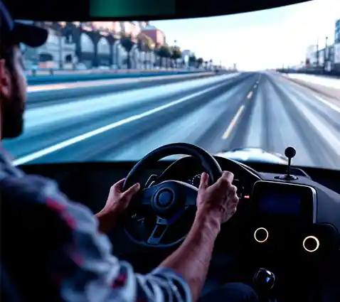 Schüler am Fahrsimulator